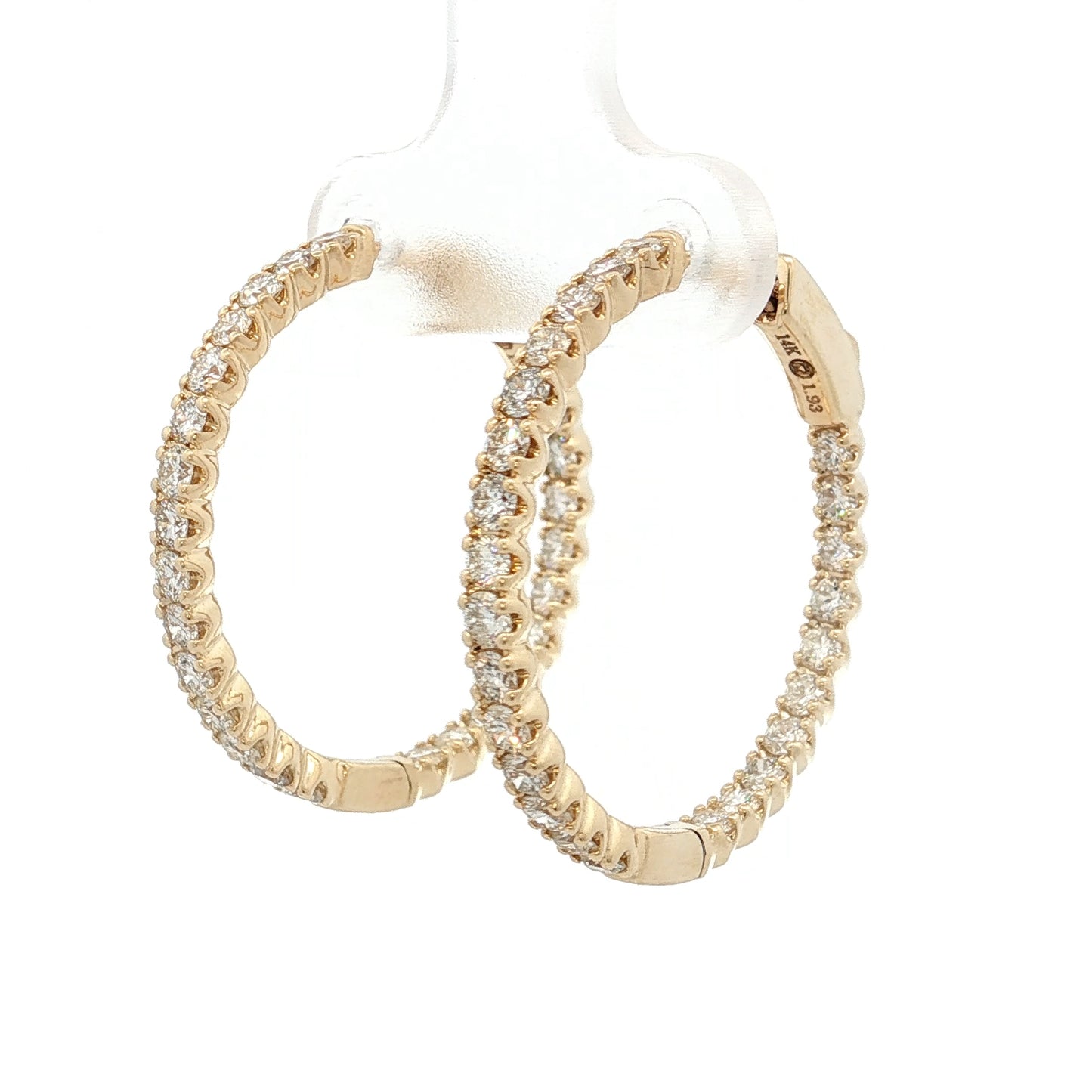 1.93 Diamond Inside-Out Hoop Earrings 14k Yellow Gold