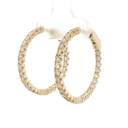 1.93 Diamond Inside-Out Hoop Earrings 14k Yellow Gold