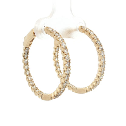 1.93 Diamond Inside-Out Hoop Earrings 14k Yellow Gold
