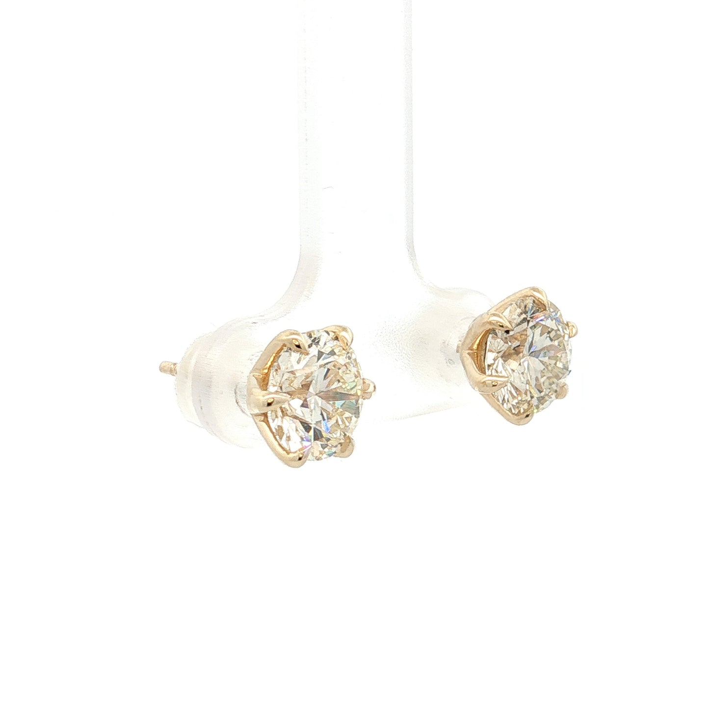 3.40 GIA Transitional Cut Diamond Stud Earrings 14k