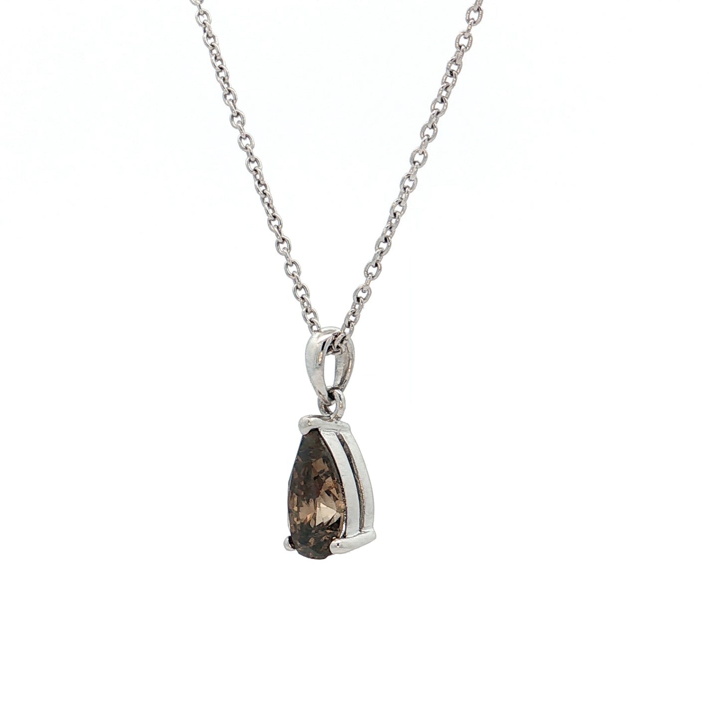 1.00 Pear Cut Champaign Diamond Pendant Necklace 18k