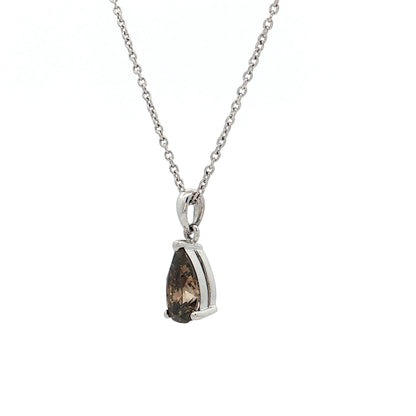 1.00 Pear Cut Champaign Diamond Pendant Necklace 18k