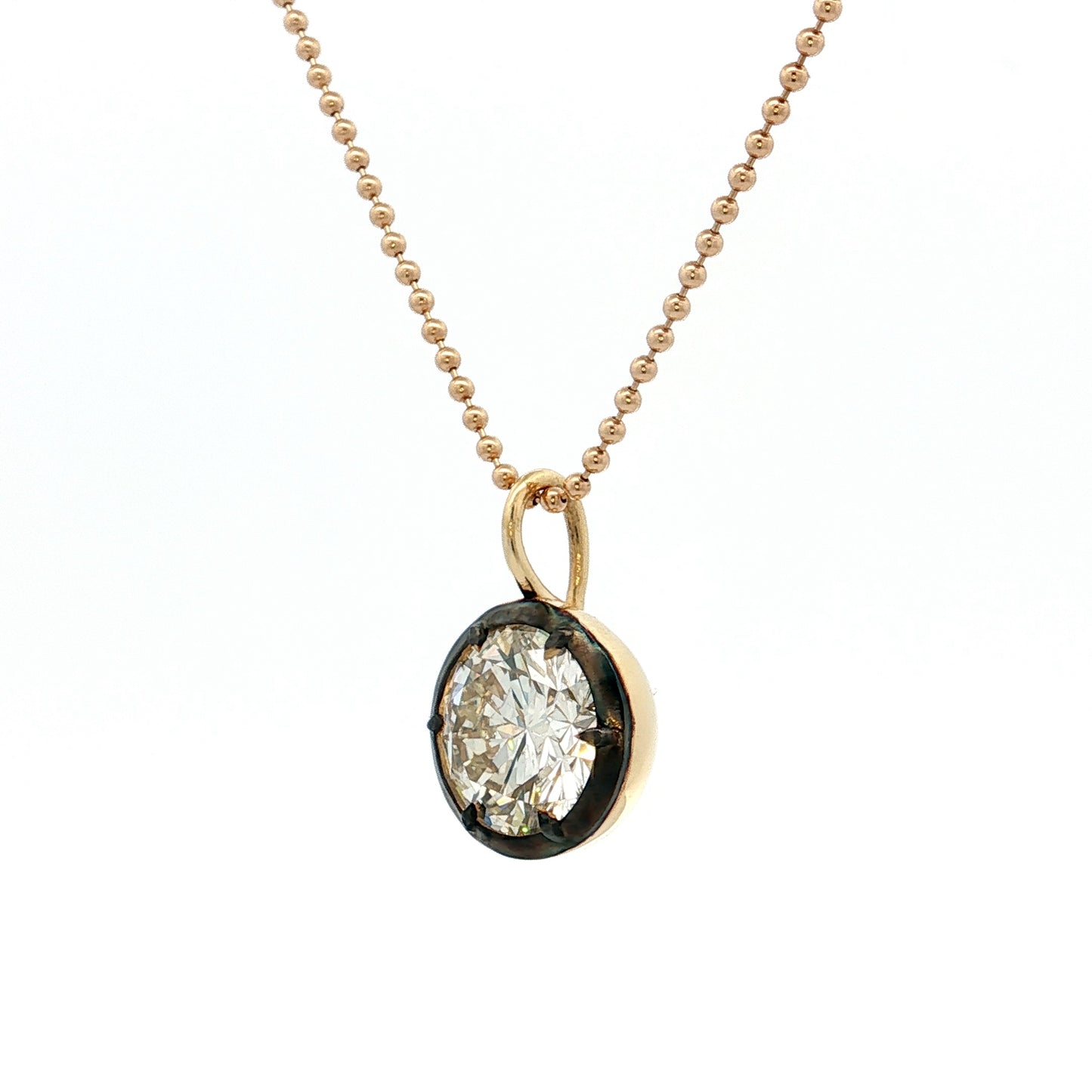 3.01 GIA Round Brilliant Diamond Pendant Necklace 18k