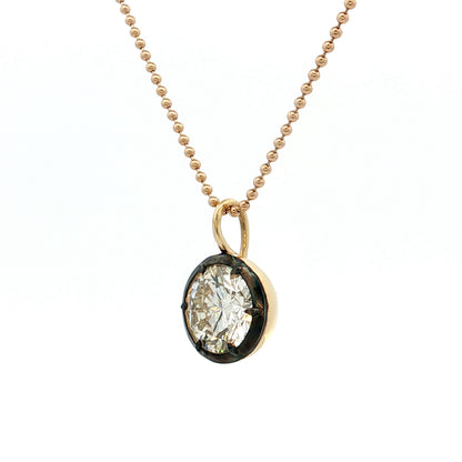 3.01 GIA Round Brilliant Diamond Pendant Necklace 18k