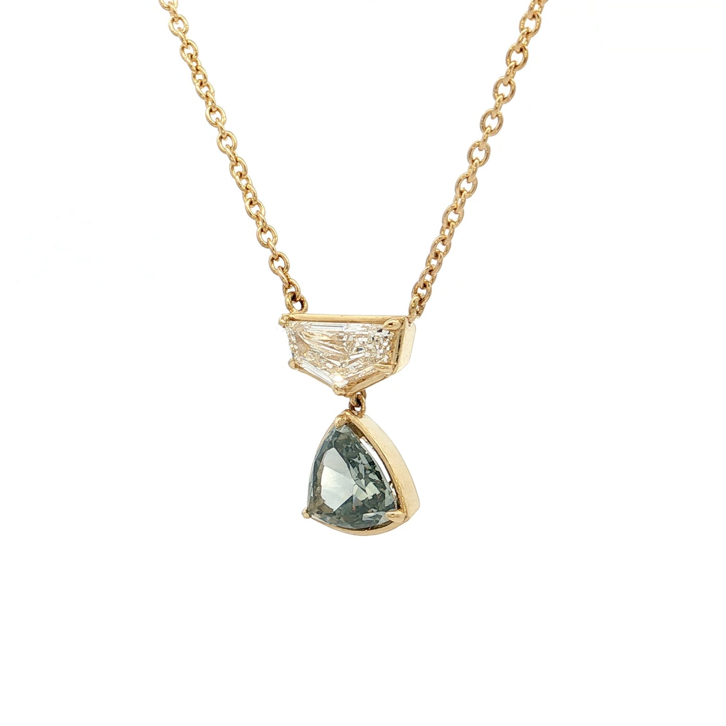 1.02 GIA Trillion Cut Fancy Dark Grey Diamond Pendant 18k