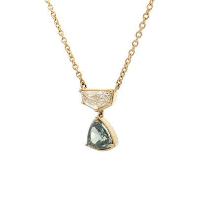 1.02 GIA Trillion Cut Fancy Dark Grey Diamond Pendant 18k