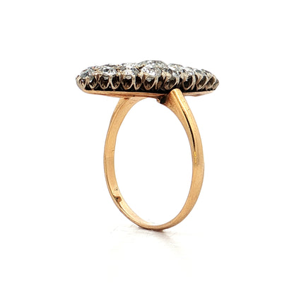 2.64 Antique Victorian Navette Cluster Ring 14k