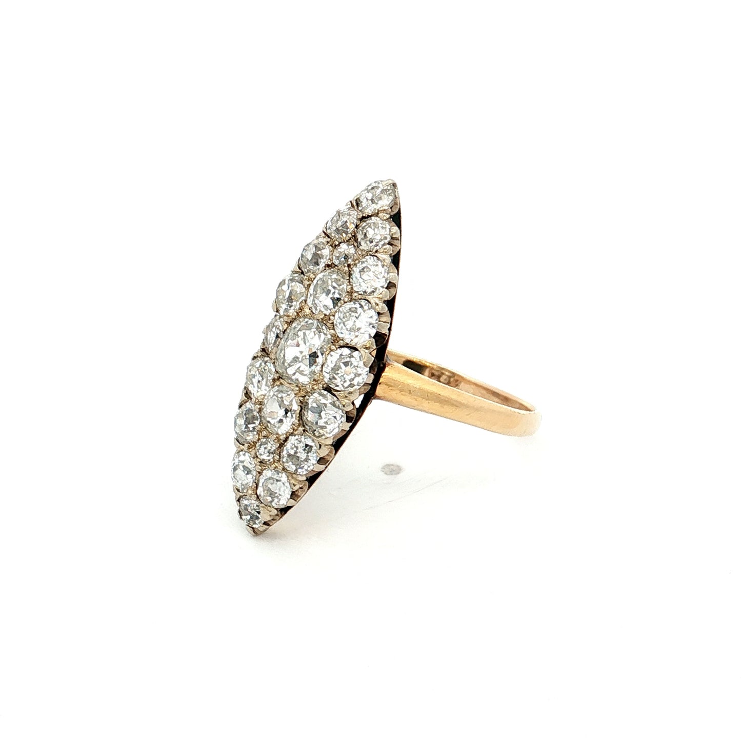 2.64 Antique Victorian Navette Cluster Ring 14k