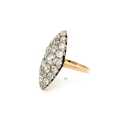 2.64 Antique Victorian Navette Cluster Ring 14k