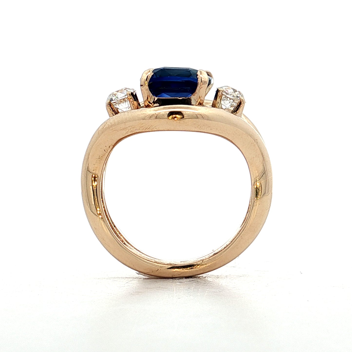 3.03 Square Sapphire & Diamond Engagement Ring 14k
