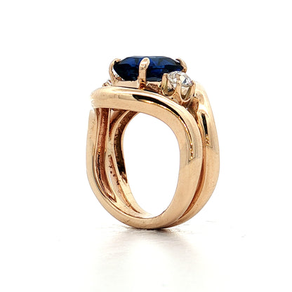 3.03 Square Sapphire & Diamond Engagement Ring 14k