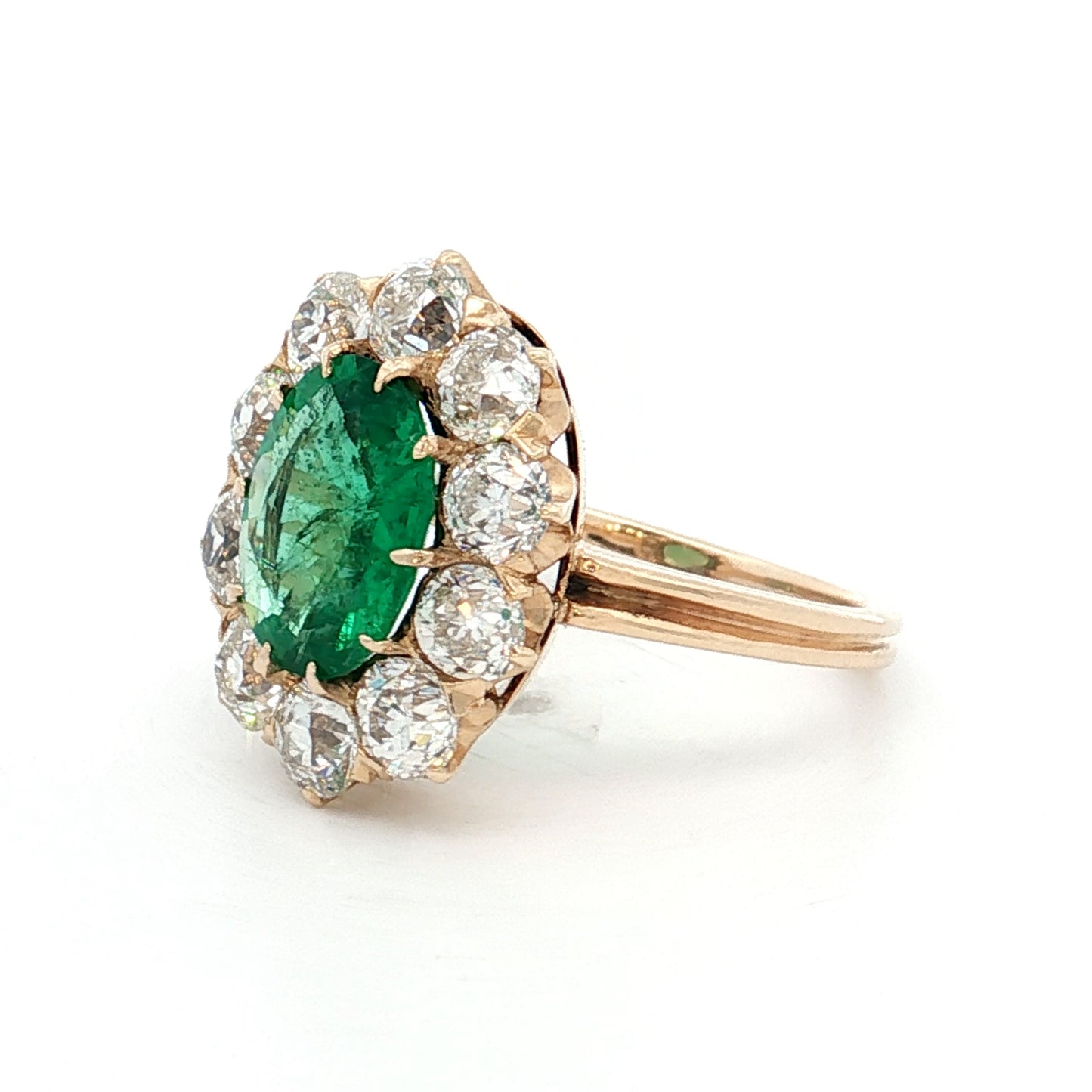 1.45 Antique Victorian Emerald & Diamond Ring 14k