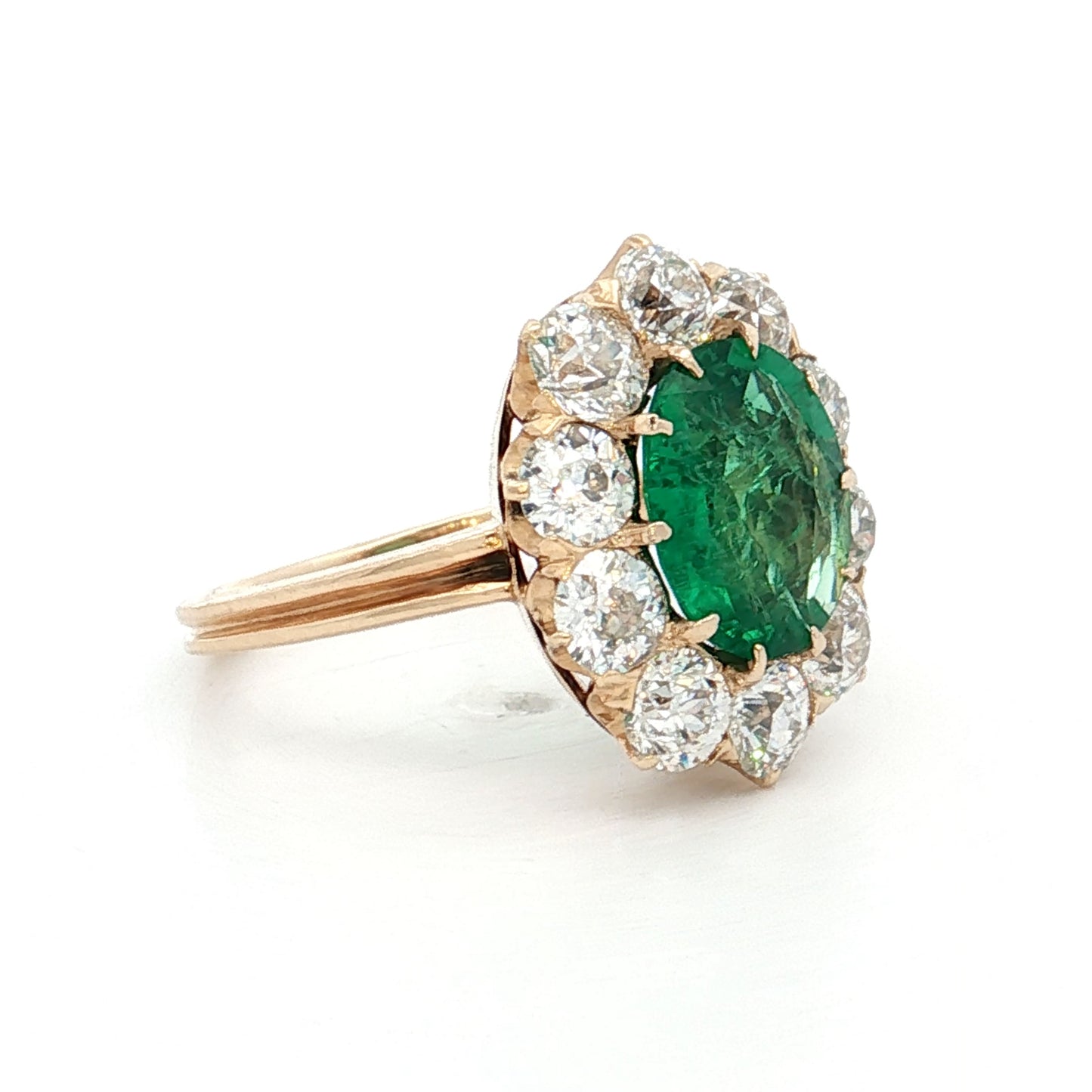 1.45 Antique Victorian Emerald & Diamond Ring 14k