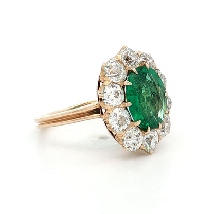 1.45 Antique Victorian Emerald & Diamond Ring 14k
