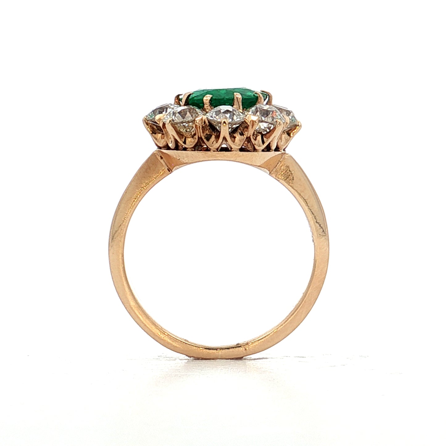 1.45 Antique Victorian Emerald & Diamond Ring 14k
