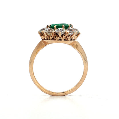 1.45 Antique Victorian Emerald & Diamond Ring 14k