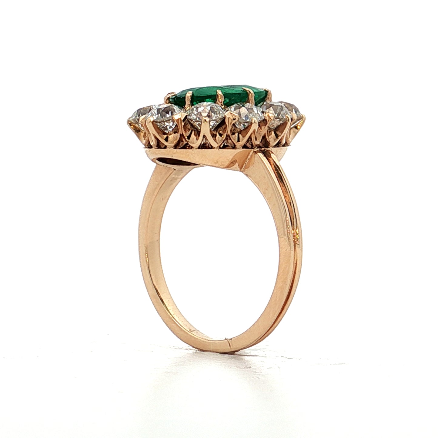 1.45 Antique Victorian Emerald & Diamond Ring 14k