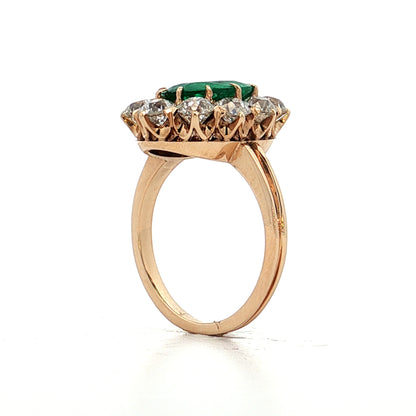 1.45 Antique Victorian Emerald & Diamond Ring 14k