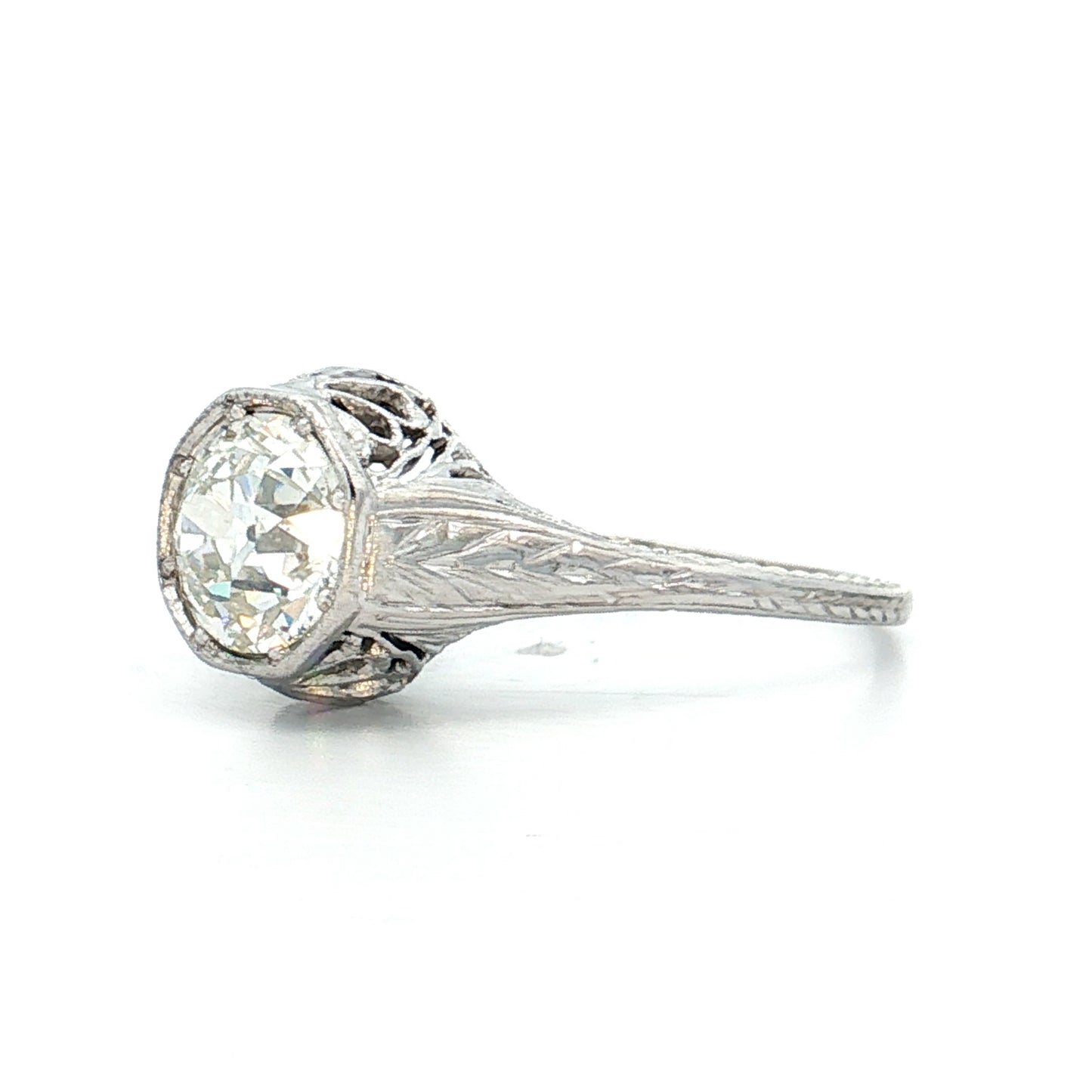 1.46 Vintage Old Euro Diamond Engagement Ring 18k