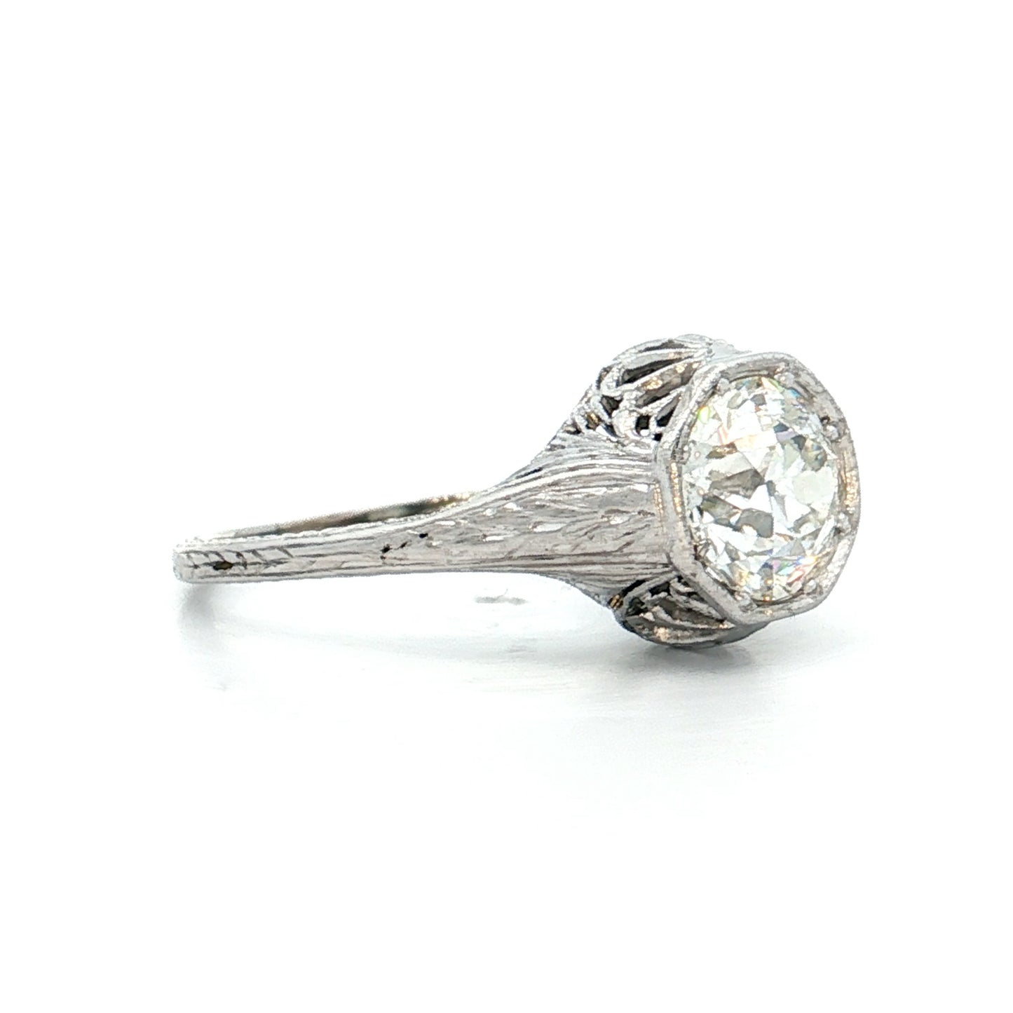 1.46 Vintage Old Euro Diamond Engagement Ring 18k