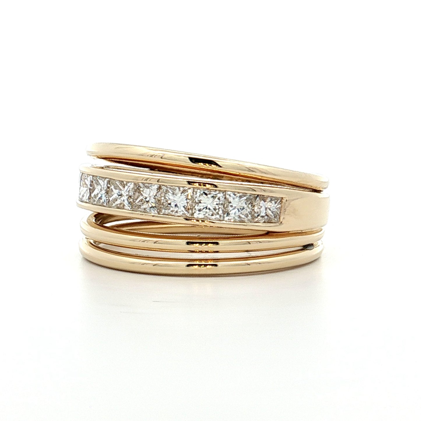 1.45 Princess Cut Diamond Cocktail Ring 14k Yellow Gold