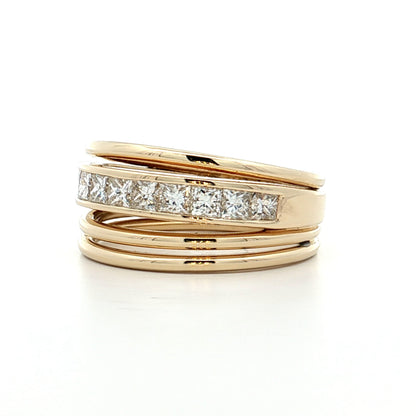 1.45 Princess Cut Diamond Cocktail Ring 14k Yellow Gold