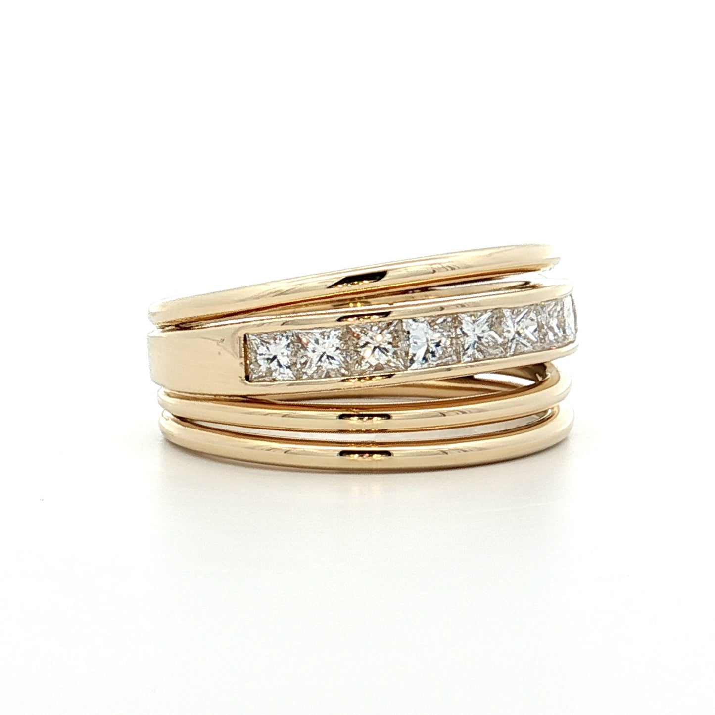 1.45 Princess Cut Diamond Cocktail Ring 14k Yellow Gold