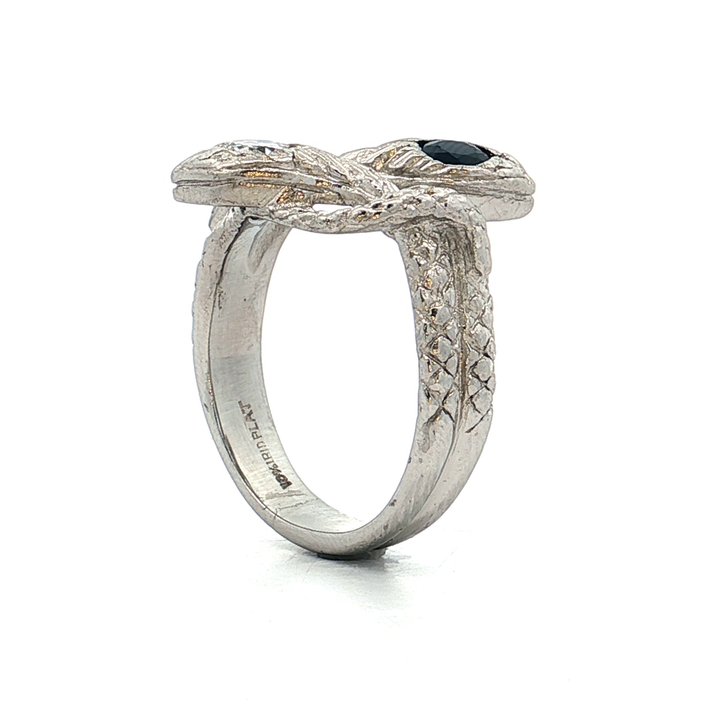 Mens Vintage Deco Two-Headed Snake Ring Platinum