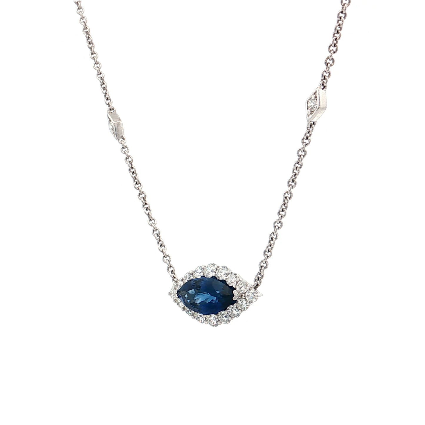 2.62 Marquise Sapphire Pendant Necklace 18k
