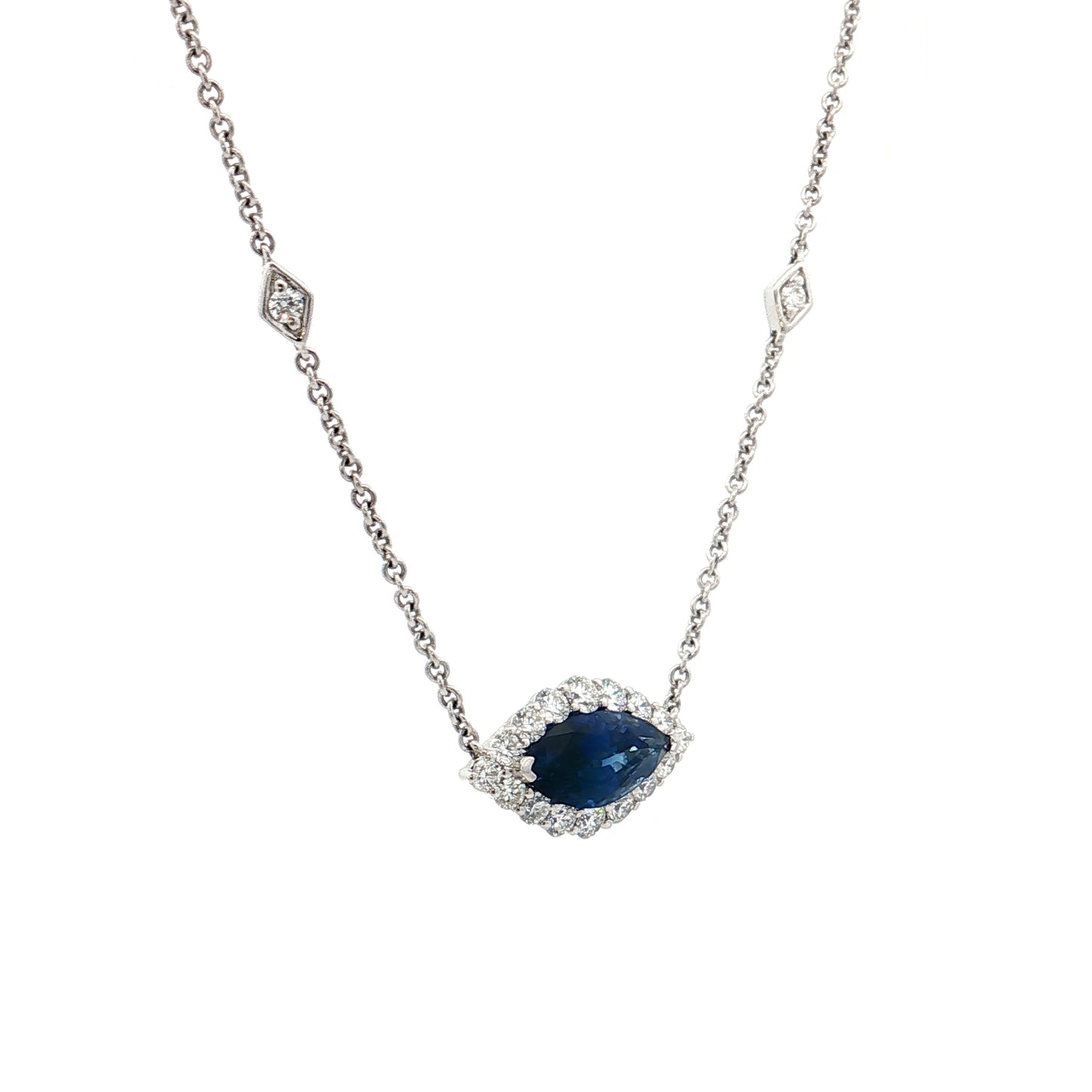 2.62 Marquise Sapphire Pendant Necklace 18k