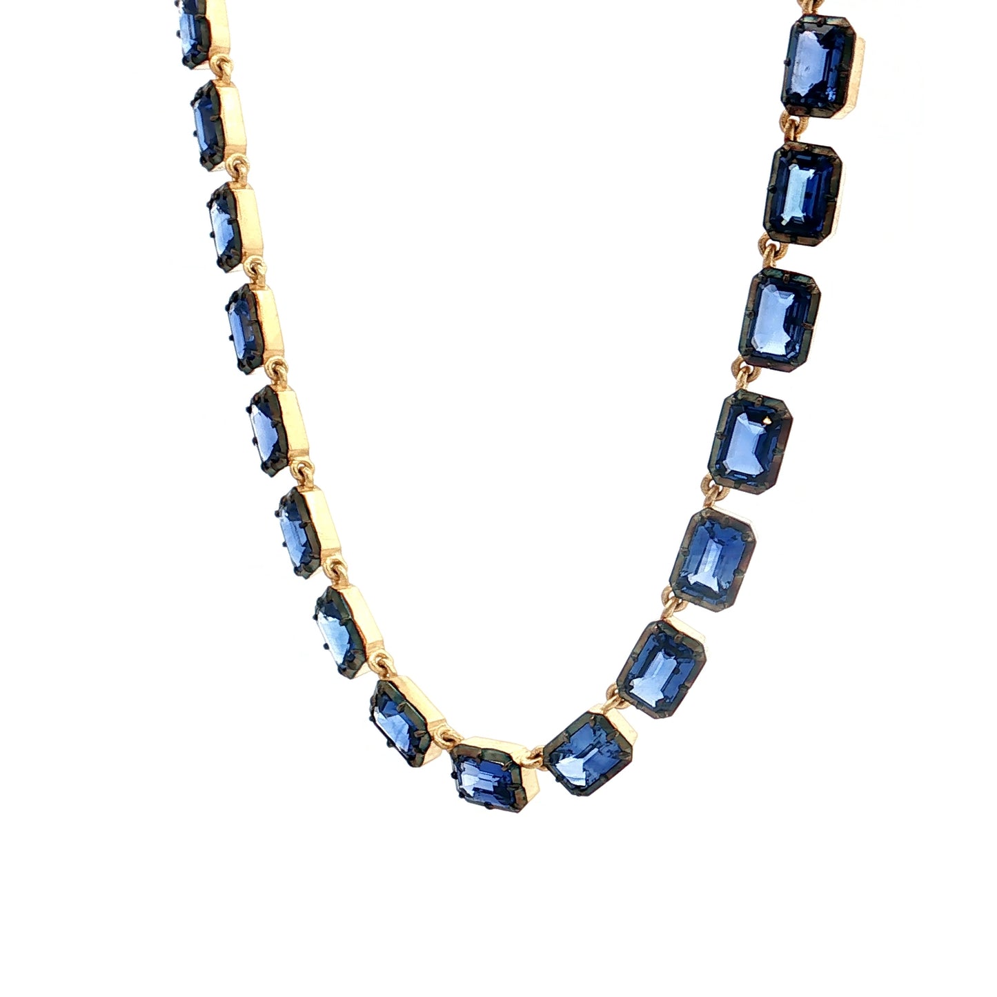 28 Carat Emerald Cut Sapphire Statement Necklace 18k