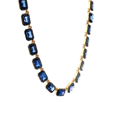 28 Carat Emerald Cut Sapphire Statement Necklace 18k