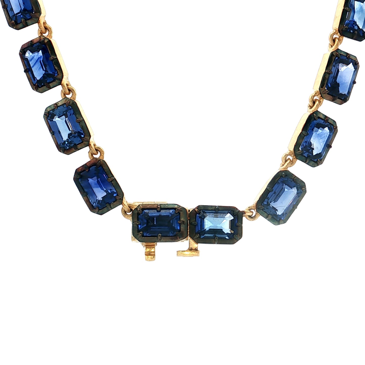 28 Carat Emerald Cut Sapphire Statement Necklace 18k
