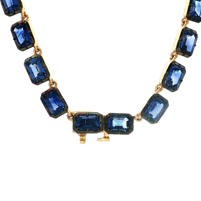 28 Carat Emerald Cut Sapphire Statement Necklace 18k