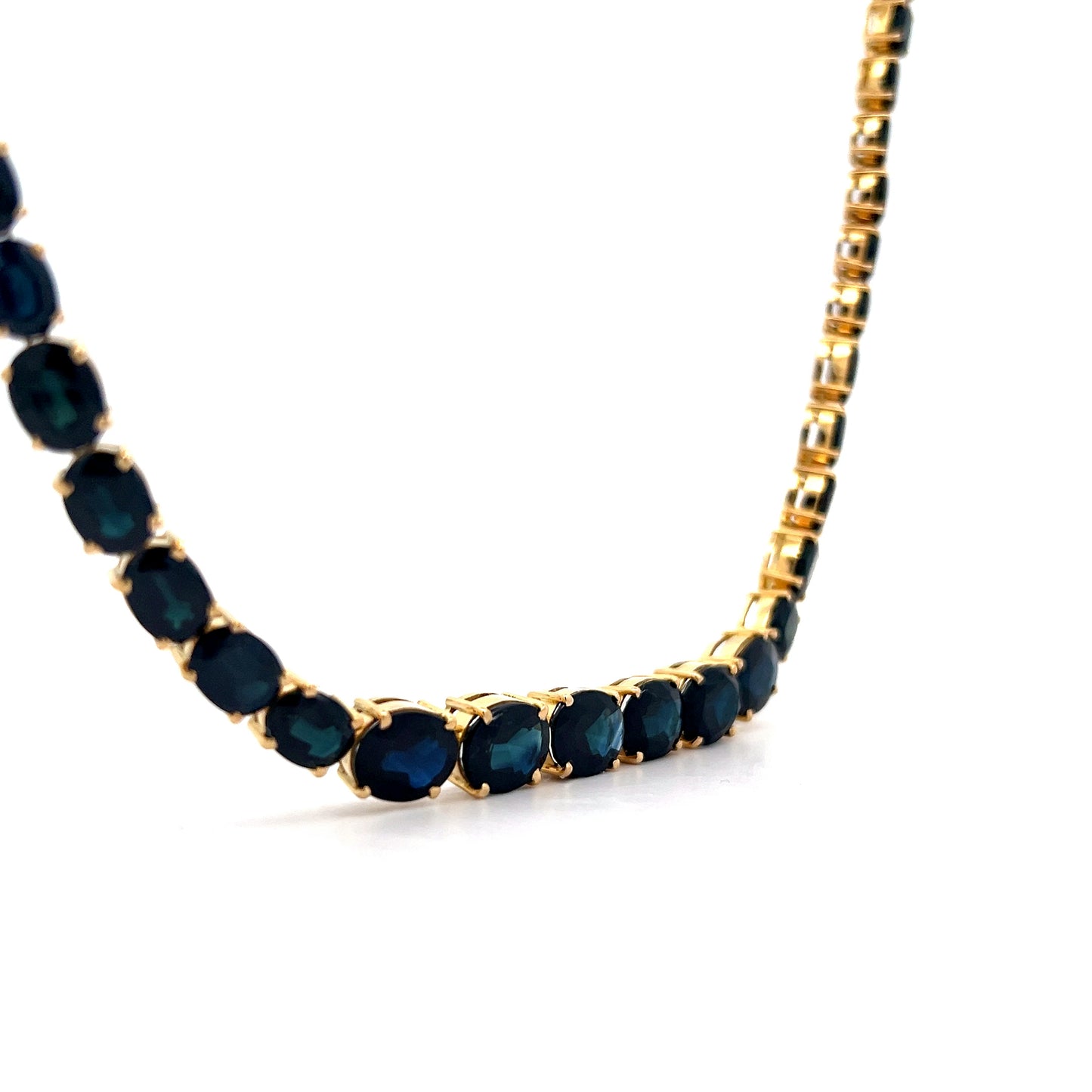 82 Carat Oval Sapphire Statement Necklace 18k Yellow Gold