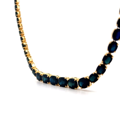82 Carat Oval Sapphire Statement Necklace 18k Yellow Gold