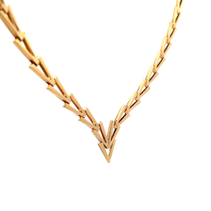 Geometric Triangle Link Collar Necklace 14k Yellow Gold