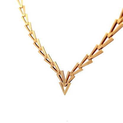Geometric Triangle Link Collar Necklace 14k Yellow Gold