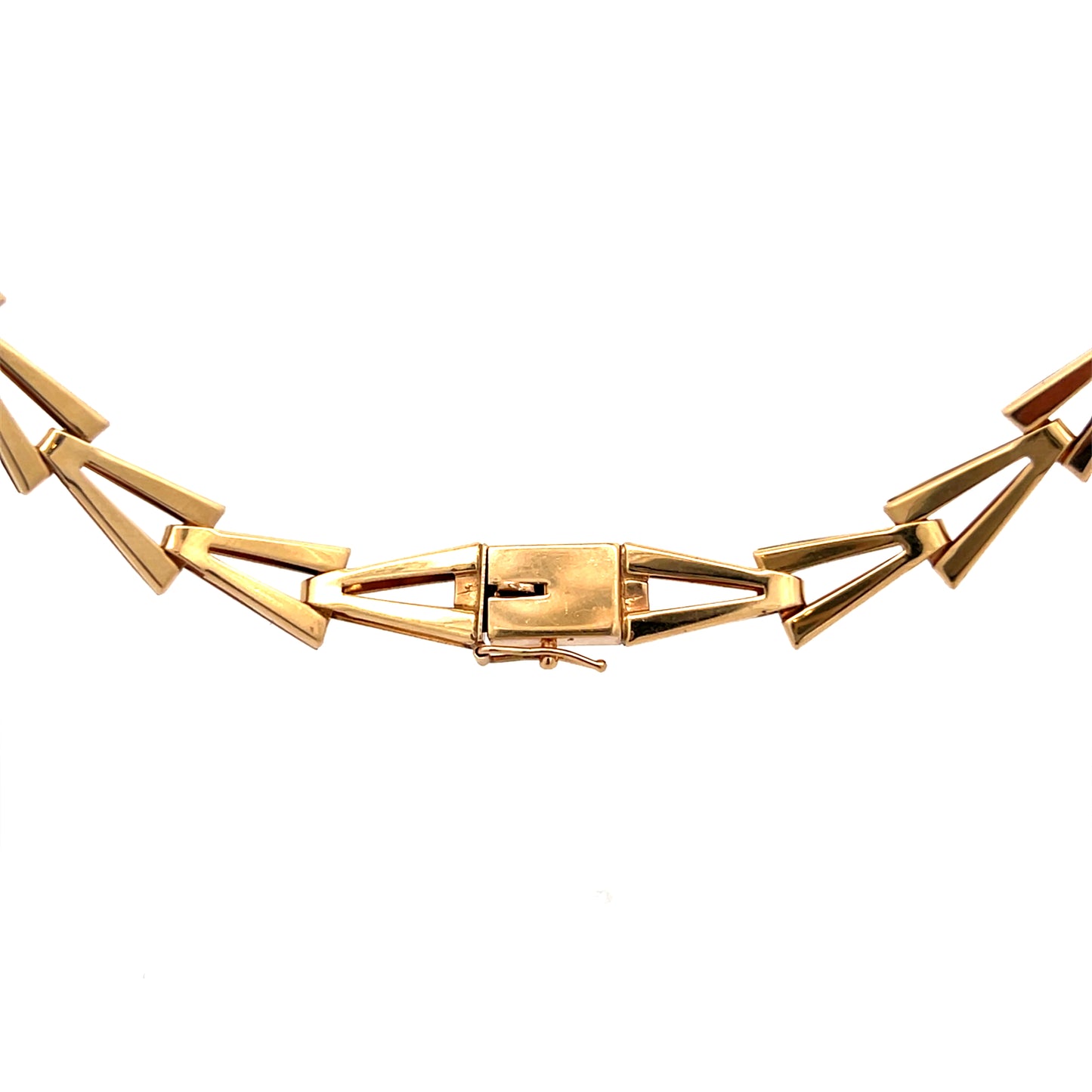 Geometric Triangle Link Collar Necklace 14k Yellow Gold
