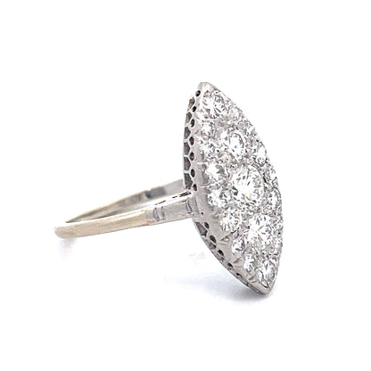 1.60 Vintage Deco Navette Cocktail Ring Platinum/14k