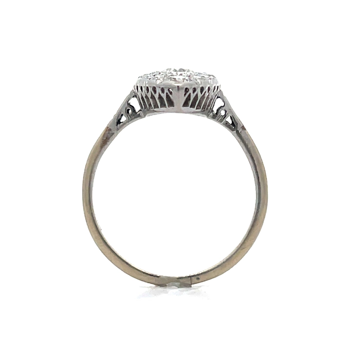1.60 Vintage Deco Navette Cocktail Ring Platinum/14k