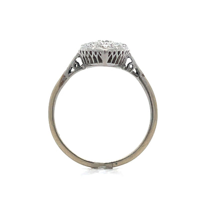 1.60 Vintage Deco Navette Cocktail Ring Platinum/14k