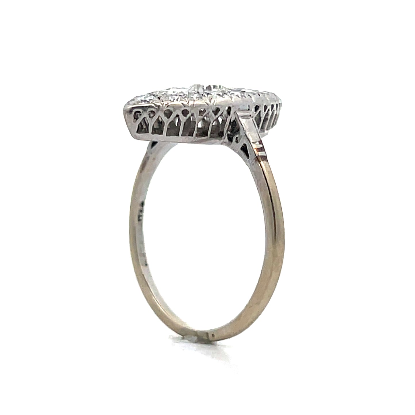 1.60 Vintage Deco Navette Cocktail Ring Platinum/14k
