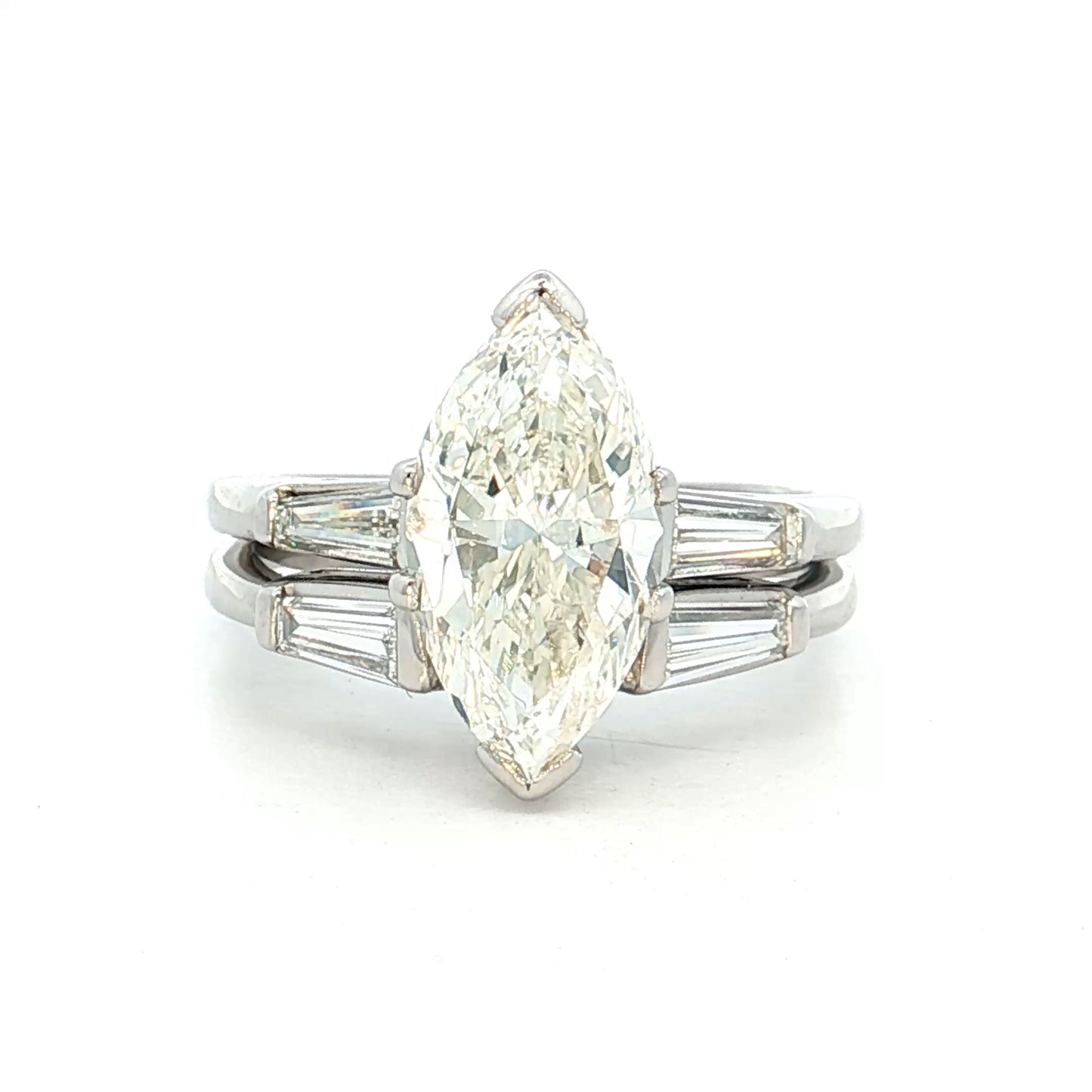 2.33 Vintage Marquise Diamond Engagement Ring Platinum
