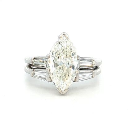 2.33 Vintage Marquise Diamond Engagement Ring Platinum