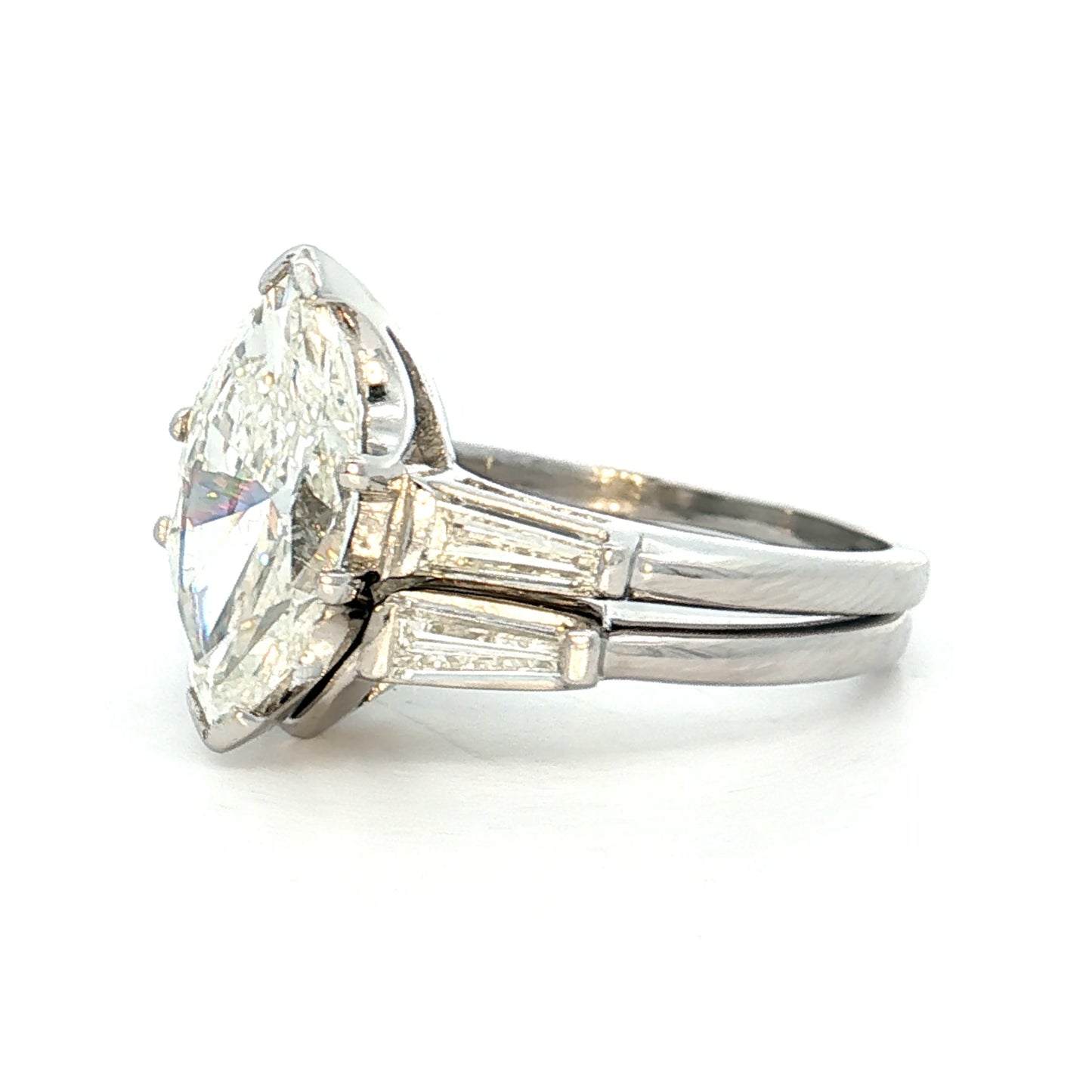 2.33 Vintage Marquise Diamond Engagement Ring Platinum