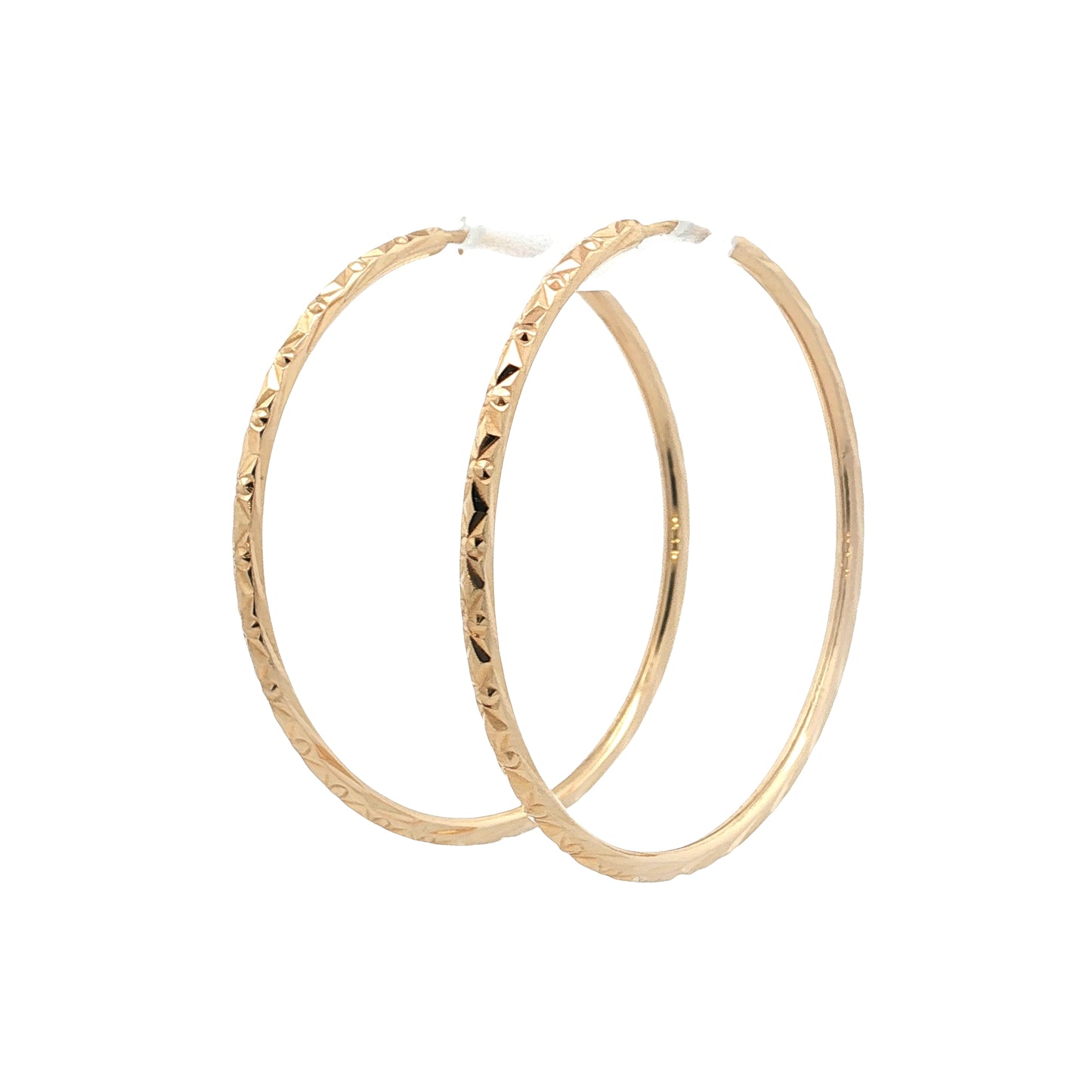 Diamond Cut Patterned Endless Hoop Earrings 18k