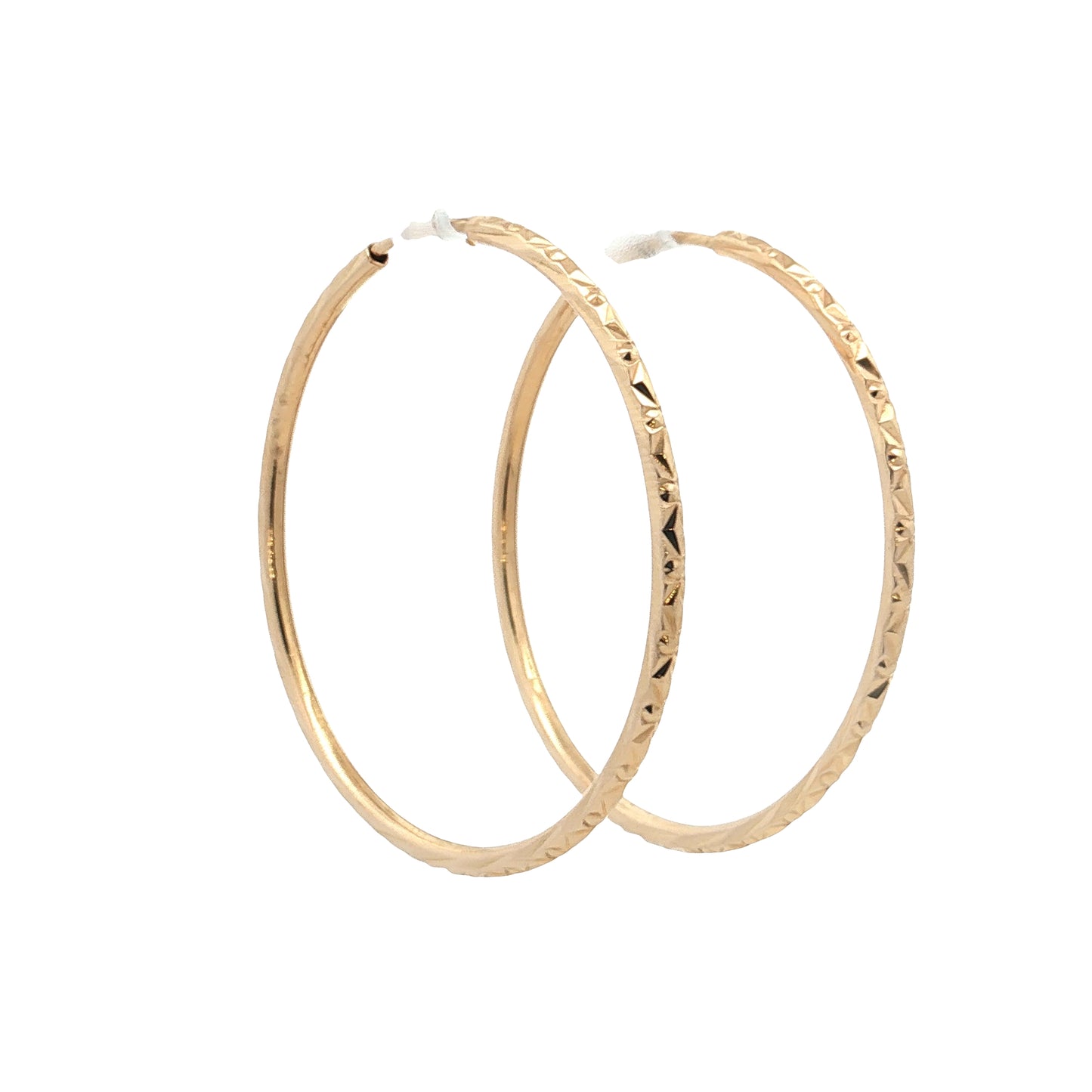 Diamond Cut Patterned Endless Hoop Earrings 18k