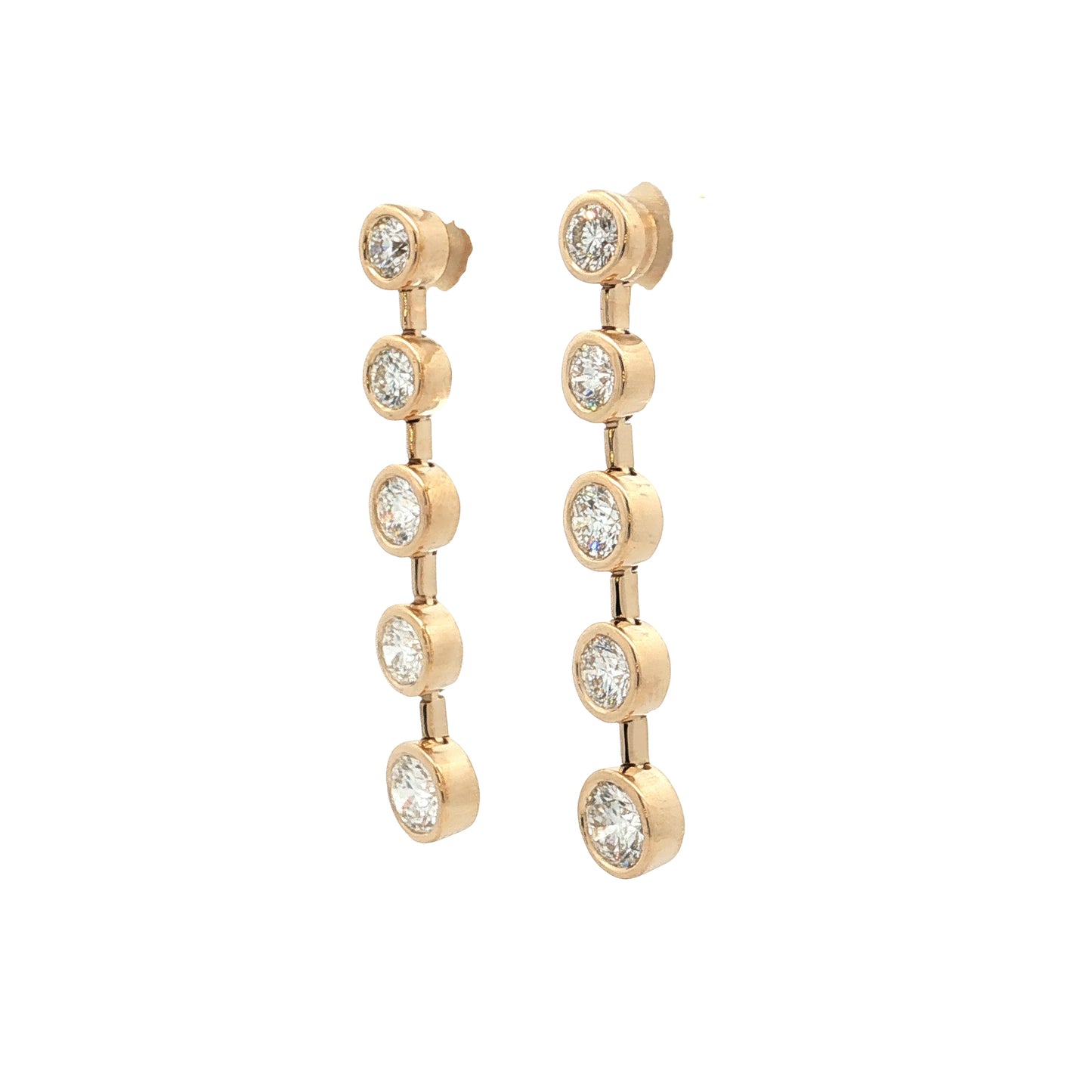 3.07 Diamond Drop Earrings in 18k Yellow Gold