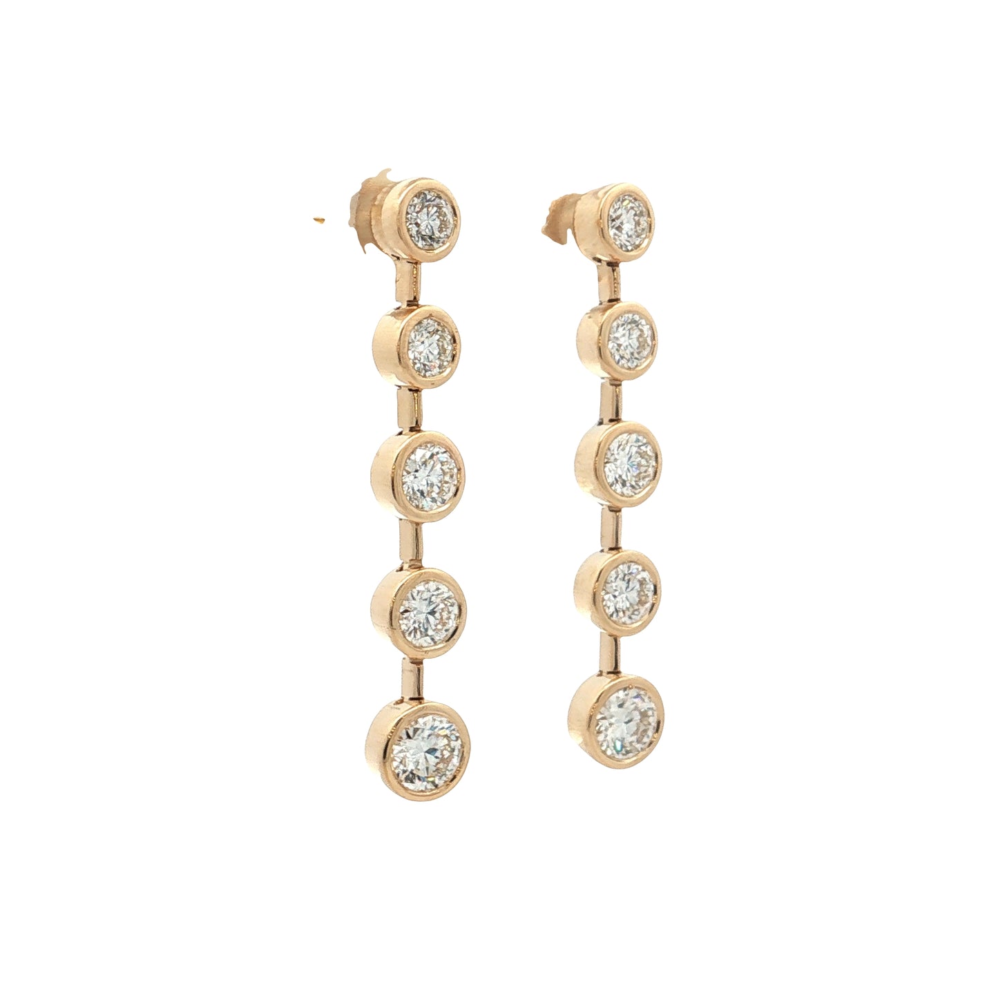 3.07 Diamond Drop Earrings in 18k Yellow Gold